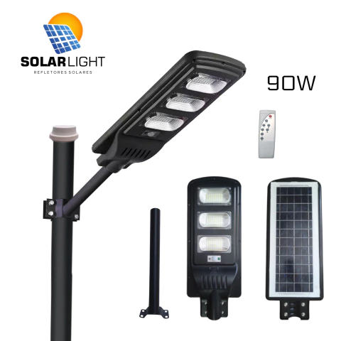 Luminária SOLAR 90w LED + Suporte de aço 50cm