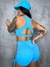 Conjunto short azul turquesa com bolso na internet