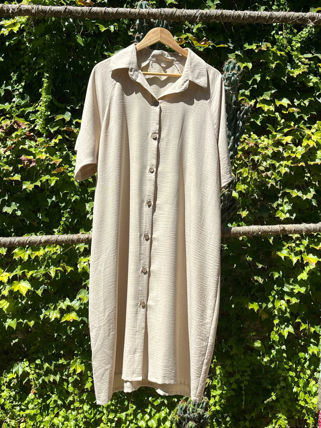 Vestido Maxi Camisa Crudo