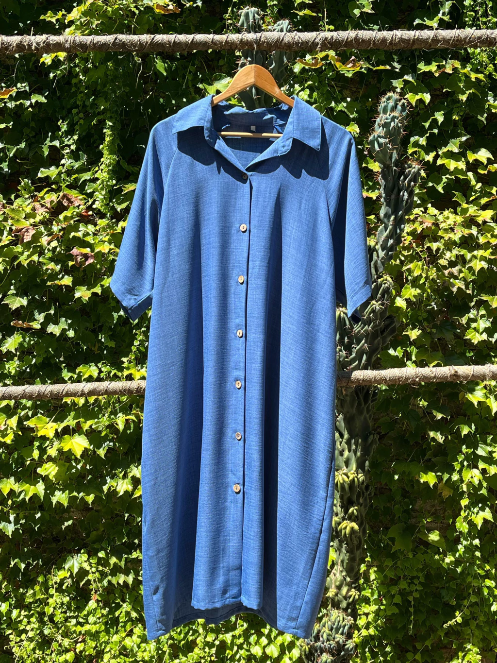 Vestido Maxi Camisa Azul