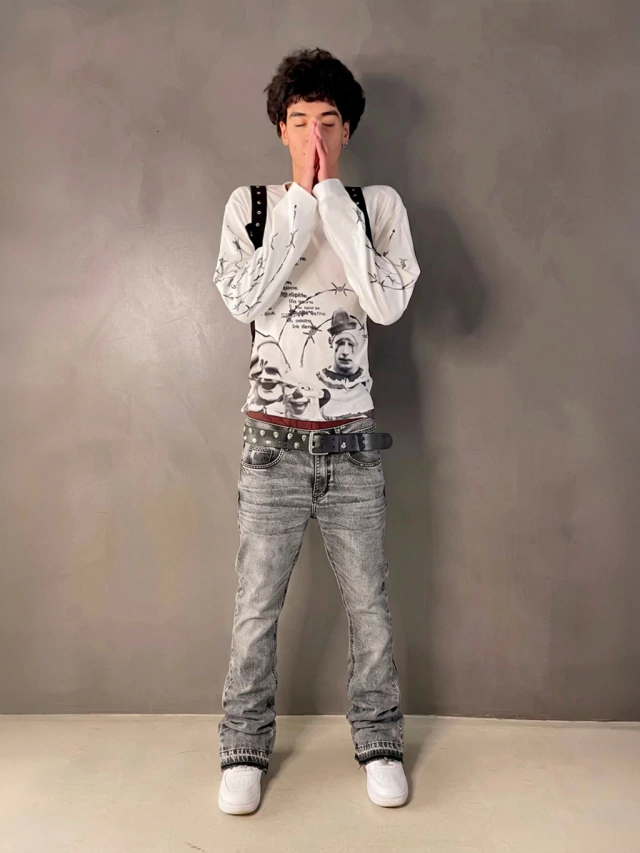PANTALON FLARED REVIVAL GREY — imagen 4
