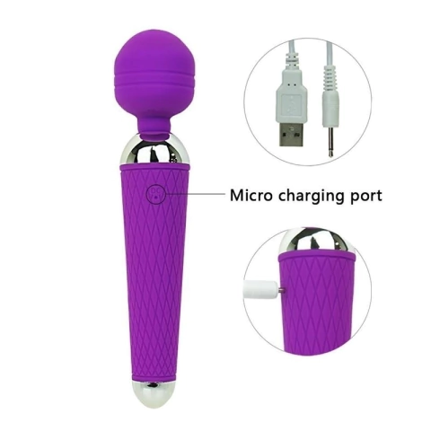 MASAJEADOR VIBRADOR 20 FUNCIONES USB RECARGABLE - tienda online