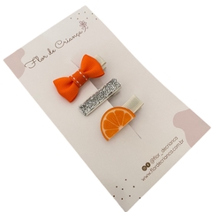 Trio de presilhas laranja