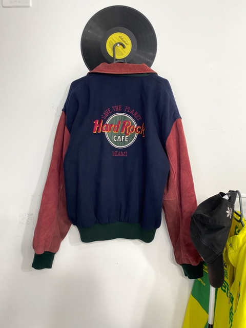 Jaqueta Hard Rock Vintage de couro (M)