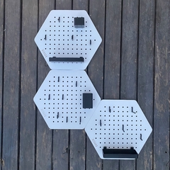 HEXAGO COMBO X3 CON accesorios. BLANCO con NEGRO - Laser3D