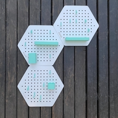 HEXAGO COMBO X3 CON accesorios. BLANCO con AQUA - Laser3D