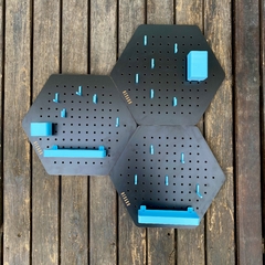 HEXAGO COMBO X3 CON accesorios. NEGRO con CELESTE en internet