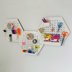 HEXAGO COMBO X3 CON accesorios. BLANCO con BLANCO