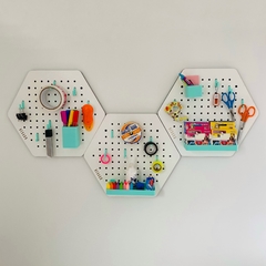 HEXAGO COMBO X3 CON accesorios. BLANCO con AQUA - comprar online