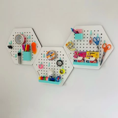 HEXAGO COMBO X3 CON accesorios. BLANCO con AQUA