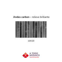 Cerámico Andes Carbon Brillante 10x20cm - comprar online