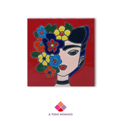 MAYÓLICA Frida Flores (Fondo Rojo) - comprar online