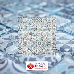 Malla vidrio SANTORINI CELESTE 28,5x28,5cm