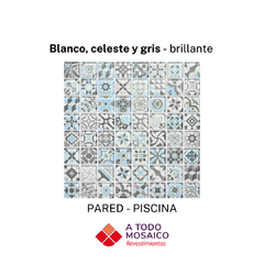 Malla vidrio SANTORINI CELESTE 28,5x28,5cm - comprar online