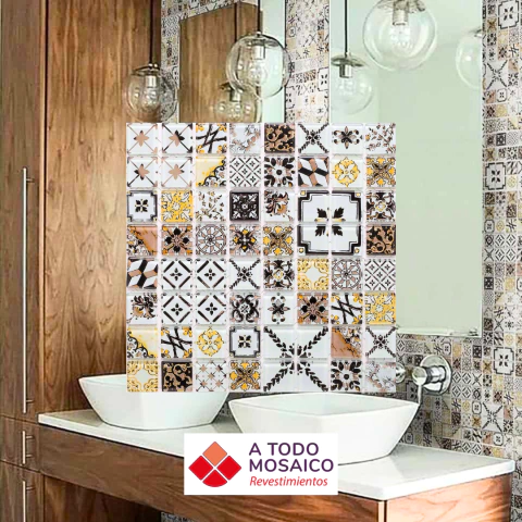 Malla vidrio LISBOA MARRÓN 28,5x28,5cm