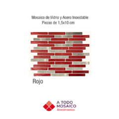 Mosaicos de vidrio y metal LAGUNA ROJO 26x30cm - comprar online