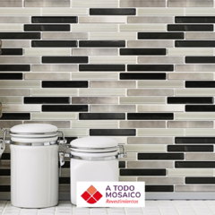 Mosaicos de vidrio y metal LAGUNA BLANCO Y NEGRO 26x30cm