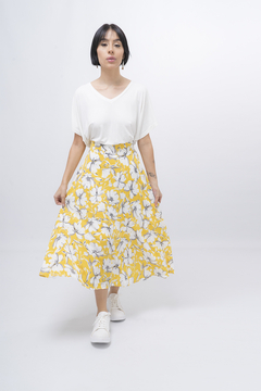 POLLERA FLORES PISTACHO - comprar online