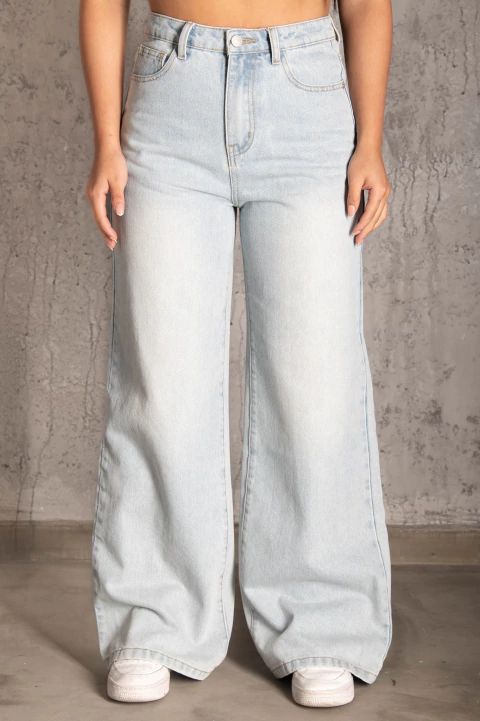 PANTALON DENIM WIDE LEG - CELESTE - comprar online
