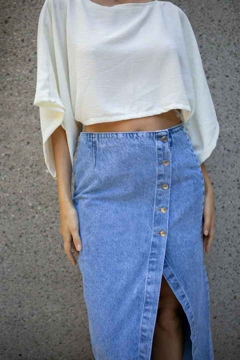 POLLERA DENIM MONICA - CELESTE - comprar online