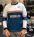 Remera Jersey BROOKLYN MOTO CO. ARCADIA Azul Blanco en internet