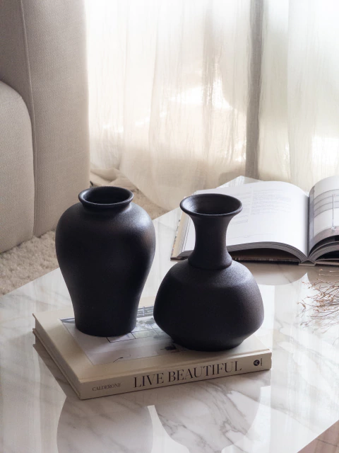 Jarrón Chato Negro GH-0073 - comprar online