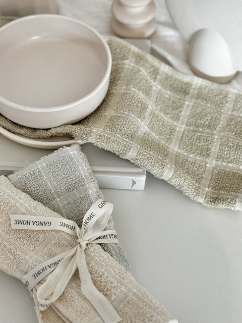 Pack x3 Repasadores (M) gris perla/beige/ verde claro
