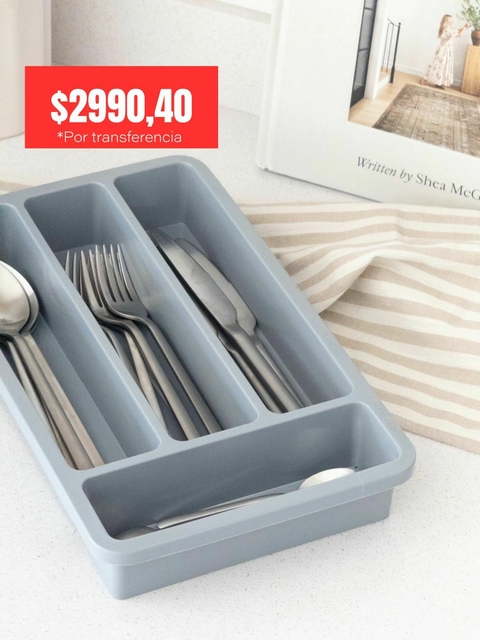 Organizador de cubiertos gris