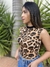 CROPPED ANIMAL PRINT COM GOLA COLOR - PRETO