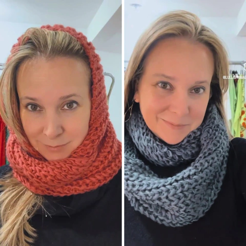 Gola Infinita em Tricô Colorido