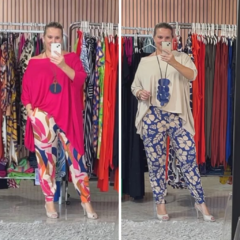 Calça Maya Com Botão no Punho Estampada Em Viscolycra