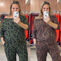 Conjunto Itaparica Calça e Blusinha Manga 3/4 Estampado