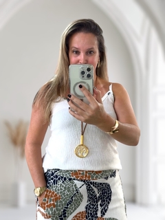 Conjunto Coqueirinhos - Regata e Saia Longa Forrada em Crepe Malha - comprar online