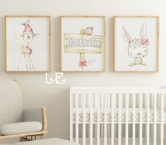 Trípticos de diferente tamaño en madera natural. Serie Infantil y Nursery personalizados en internet