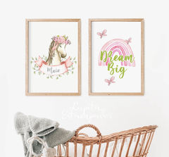 Set de 2 cuadros 21 x 30 cm tipo CHATOS en madera natural. Serie Infantil. - Lupita Estampados. Cuadros y Objetos. Cuadros personalizados y otros.
