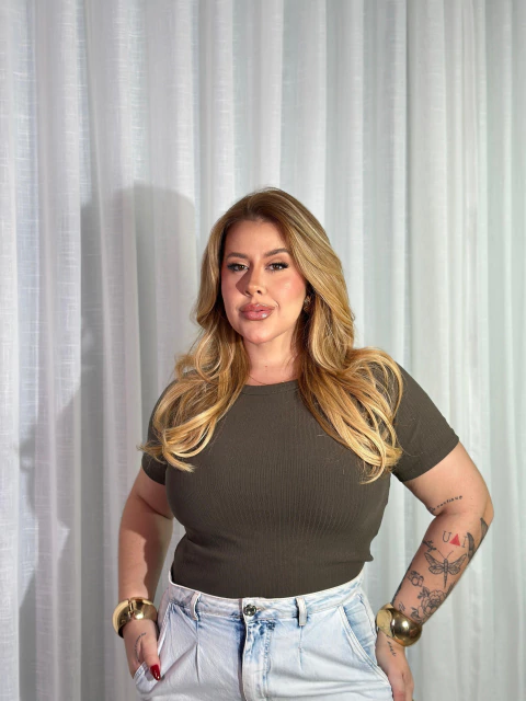 Blusa Baby Look verde Plus