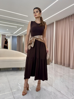 Vestido em malha marrom - comprar online
