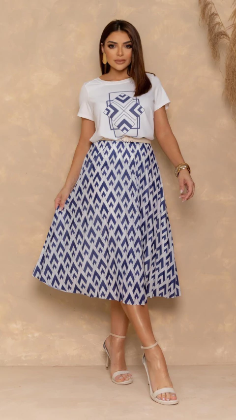 Conjunto Plissado - Geométrico Azul - comprar online