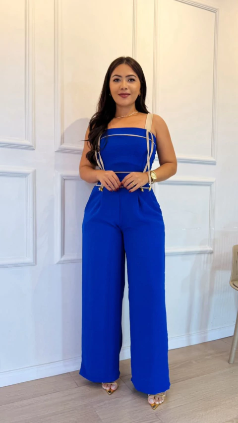 Macacão Bicolor - Azul Bic - comprar online