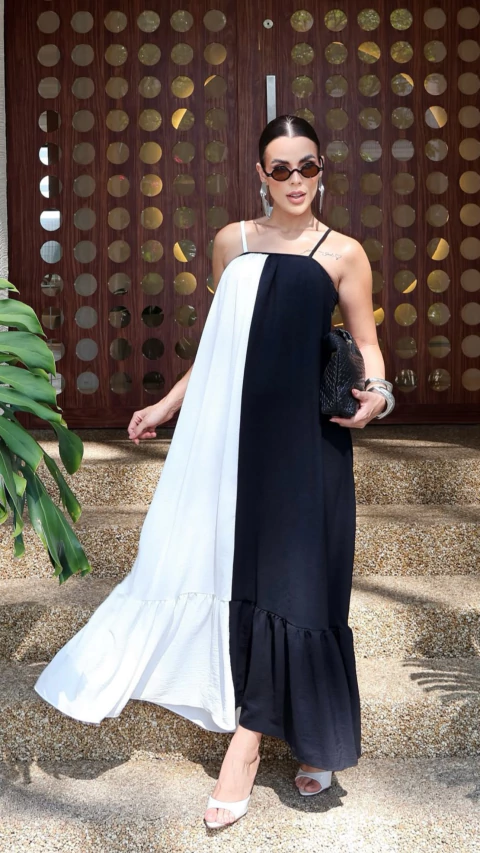 Vestido Bicolor - P&B - comprar online