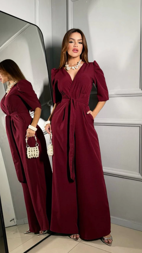 Macacão Cléo - Bordô - comprar online