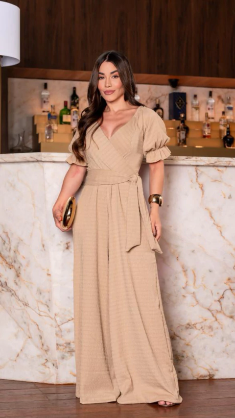 Macacão Kelly Ondule - Nude amendoado - comprar online