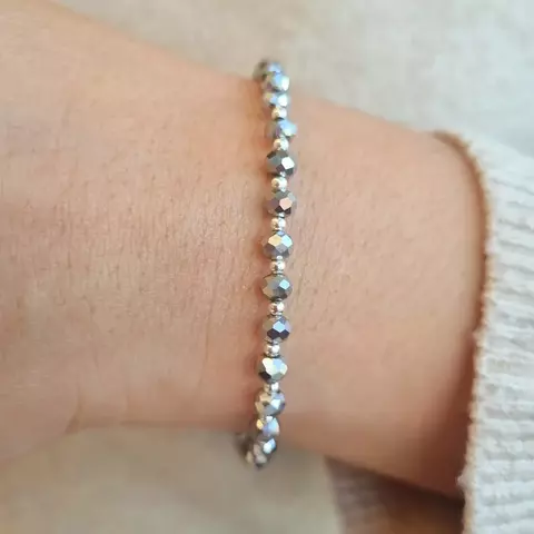 PULSERA CRISTAL DE ROCA Y BOLAS