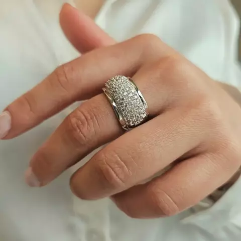 ANILLO PLATA CON CUBIC Y BORDES LISOS