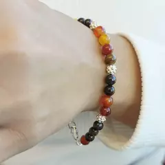 PULSERA HOMBRE PIEDRA NATURAL MARRON Y DONA PUNTITOS