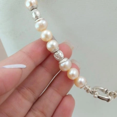 CADENA DE PERLAS DE RIO Y BOLAS LABRADAS - comprar online