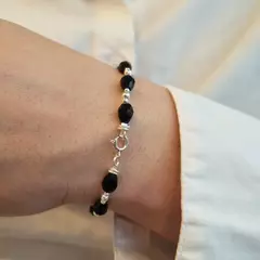 PULSERA CRISTAL DE ROCA GOTA Y BOLAS LISAS - comprar online