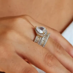 ANILLO DOBLE CON CUBIC GOTA Y MICROPAVE - comprar online