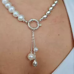 CADENA CON PERLA DE RIO Y OVALES - comprar online
