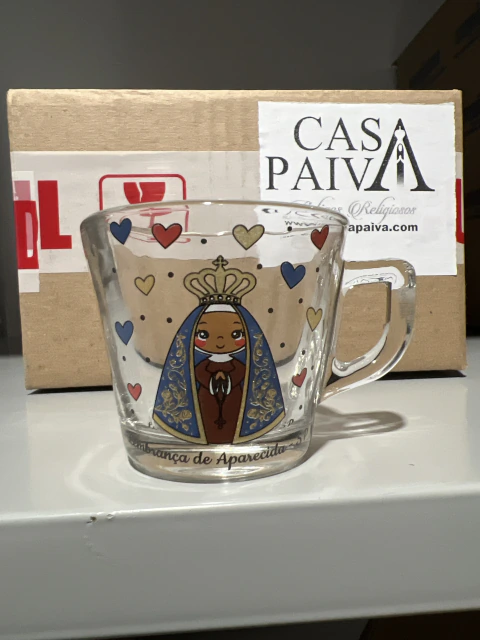 Caneca Nossa Senhora Aparecida 90ml transparente vidro